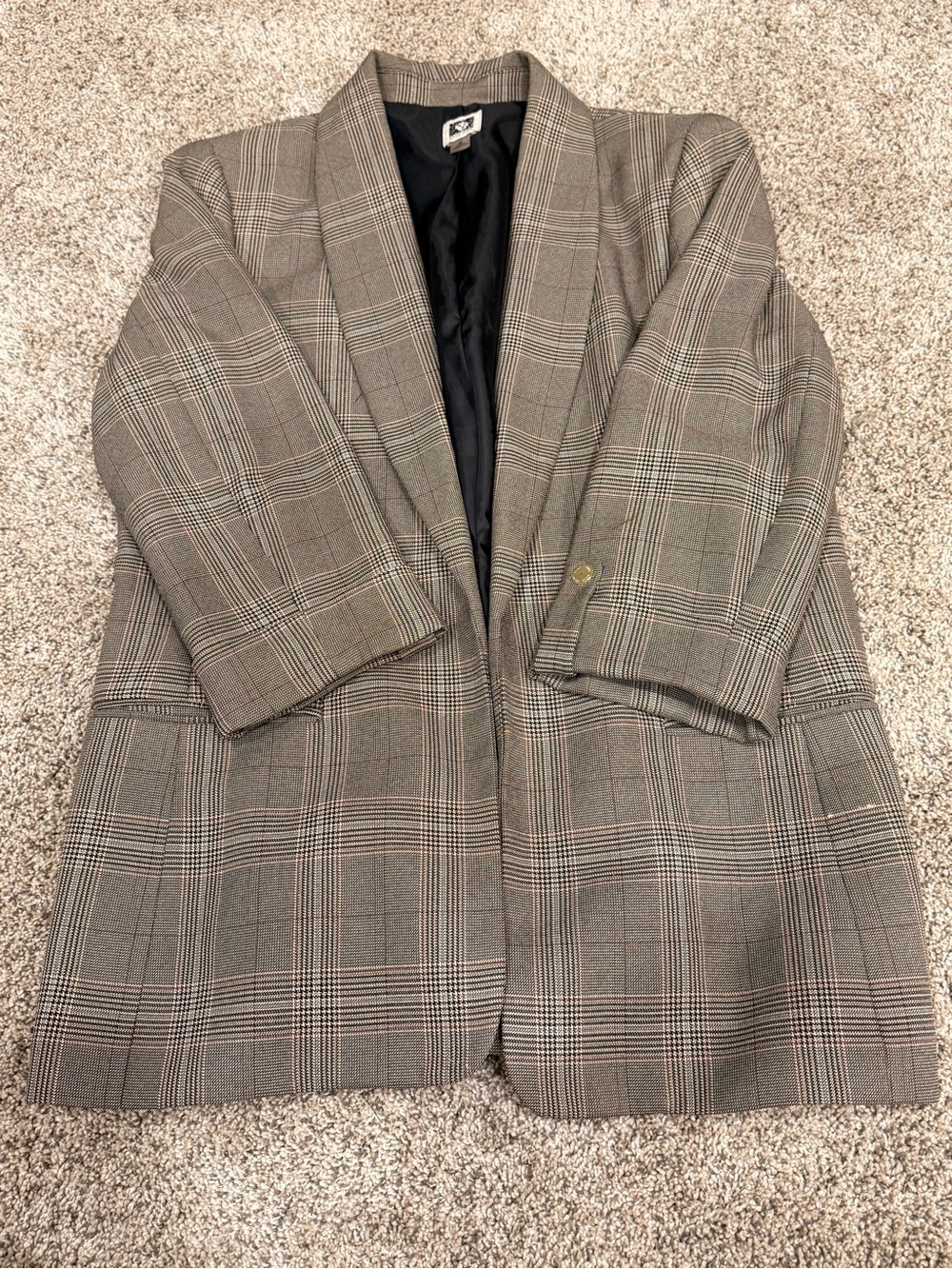 Anne Klein Gray Glen Plaid Pea Coat